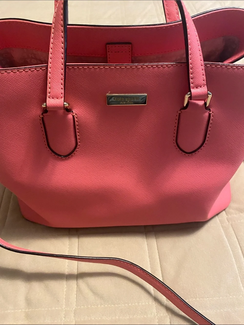 kate spade Coral Pink Saffiano Shoulder Tote